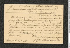 Nachlass Franz Steindachner, Postkarte von G.E. Stechert an Franz Steindachner (12.05.1908), Inv.Nr. 505.02, Seite 2